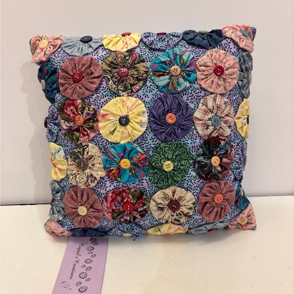 NEW Crystals creation hand made yo yo quilt pillow